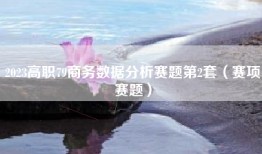 2023高职79商务数据分析赛题第2套（赛项赛题）