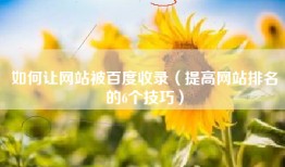 如何让网站被百度收录（提高网站排名的6个技巧）