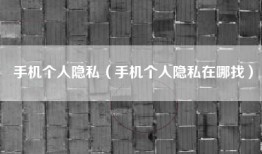 手机个人隐私（手机个人隐私在哪找）
