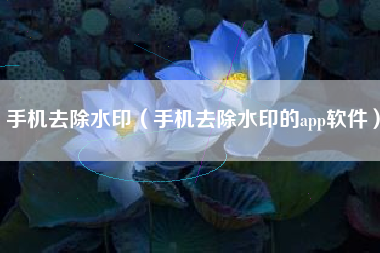 手机去除水印（手机去除水印的app软件）